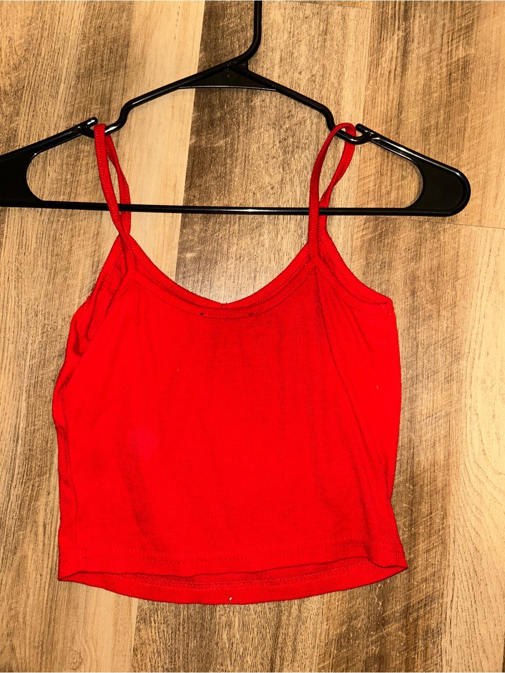 Red Ribbed Cami Tank Top - Women's